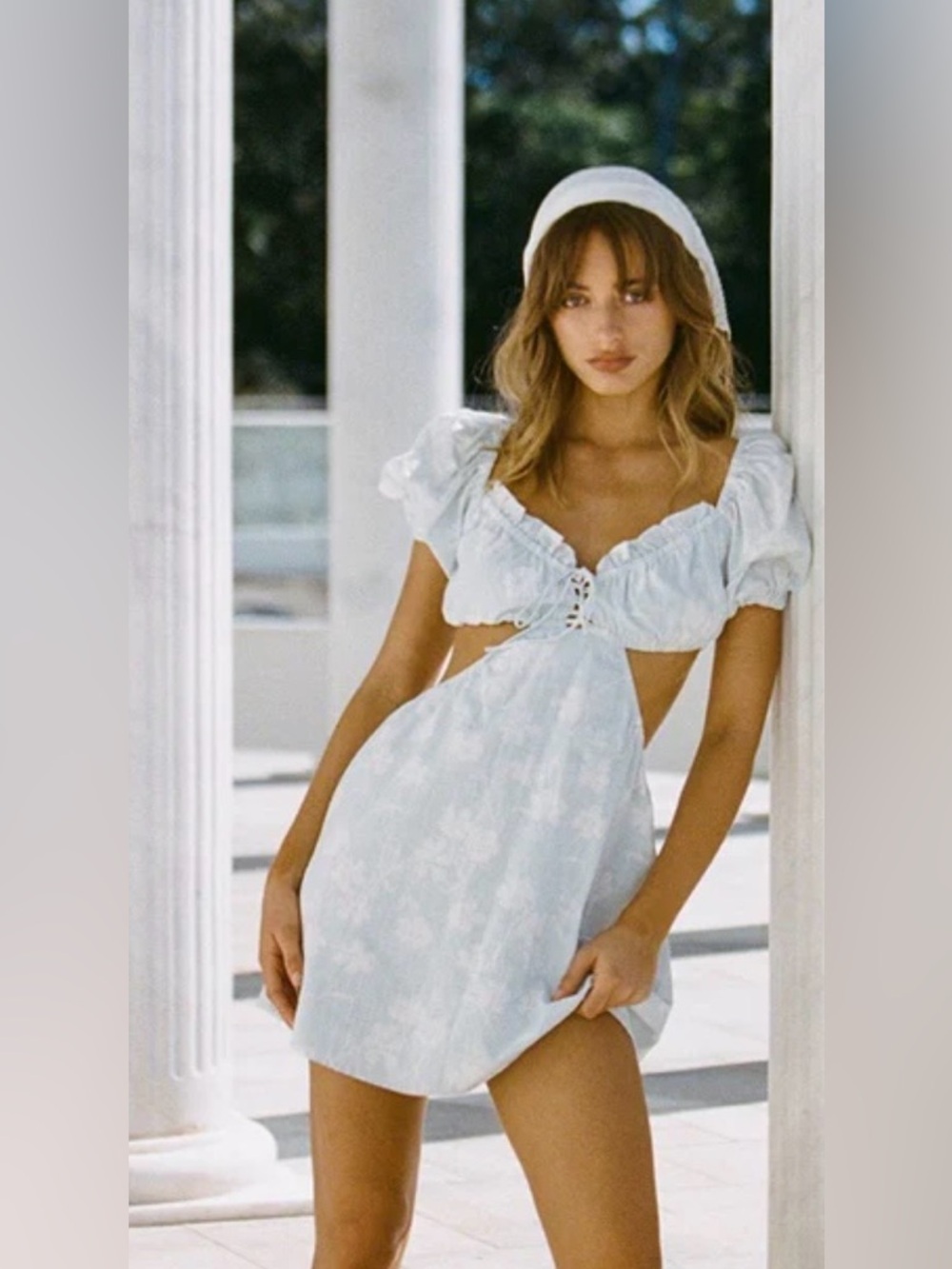 Sabo Skirt Dress Adami Light Blue Puff-Sleeve Midi Dress